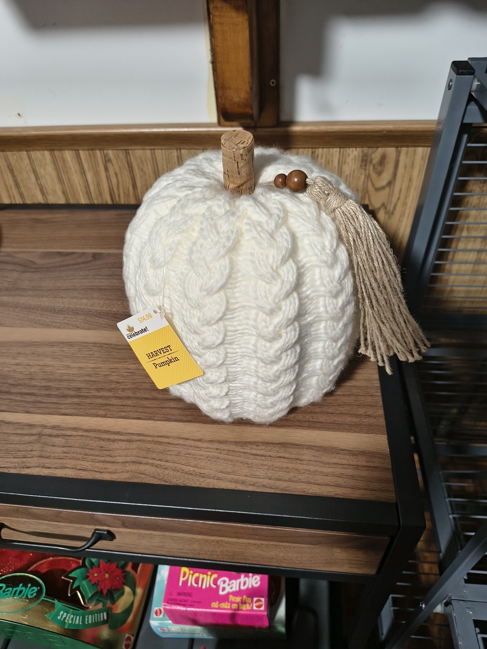 Harvest Cream Knit Decorative Pumpkin by